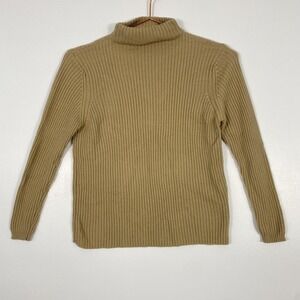 Lord & Taylor Sweater Womens Medium Beige Merino Wool Mock Neck Ribbed Italy